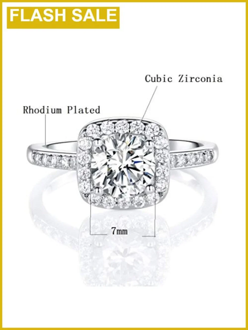 18K White Gold Plated Halo CZ Engagement Wedding Ring Size 8